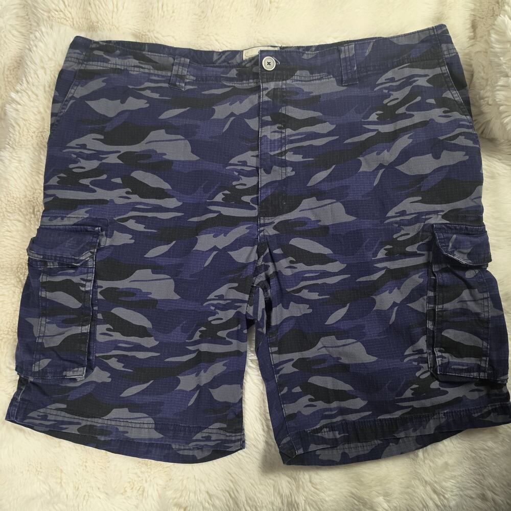True Nation Men's Blue Camo Cargo Shorts Size 46 Outdoors Hiking Ripstop Utility